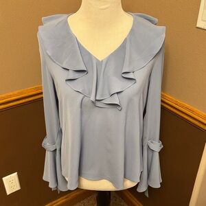 Charming Charlie Light Blue Ruffle Blouse